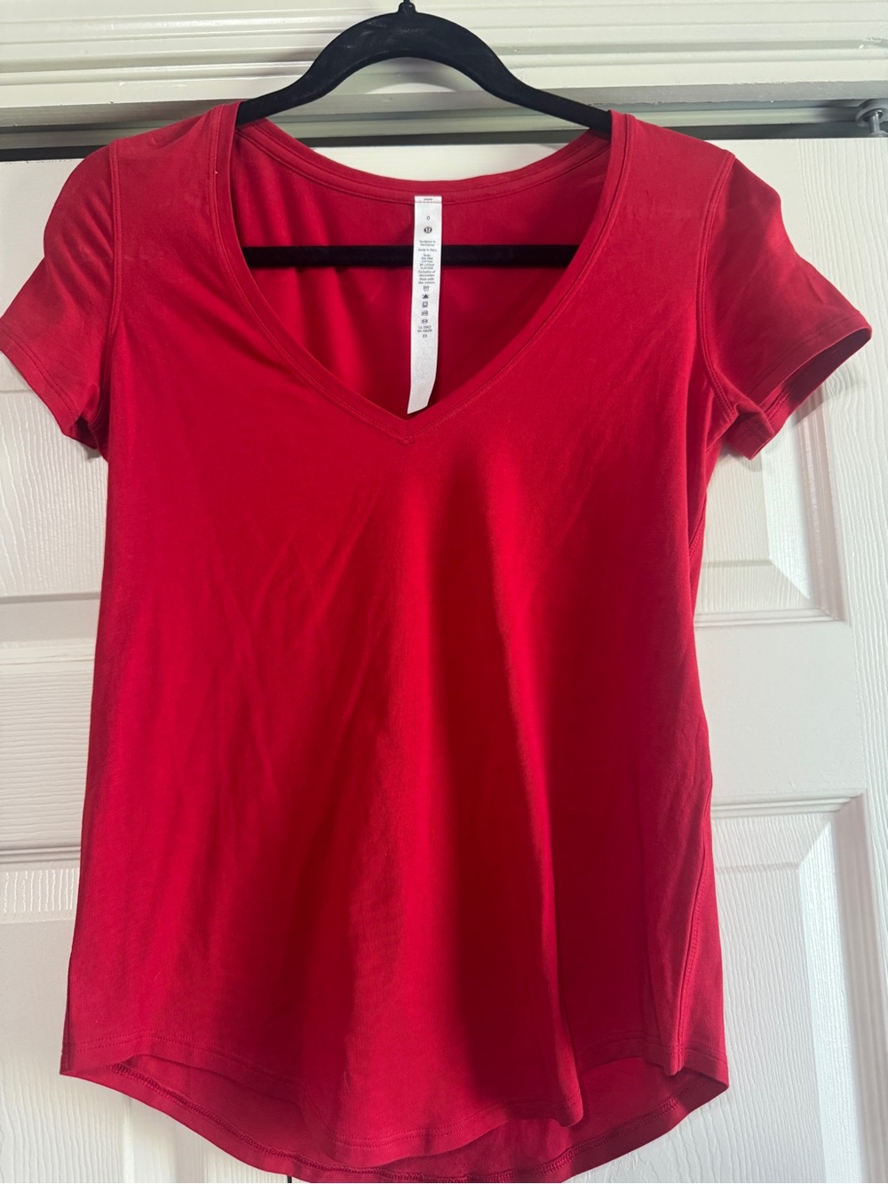 lululemon athletica Red V-Neck Short Sleeve Top